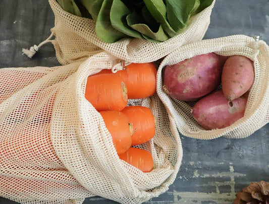 Set of 4 Organic Cotton Mesh Produce Bags